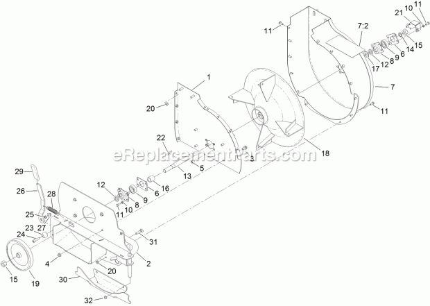 Toro 78576 (400000000-999999999) 60in E-z Vac Blower And Drive Kit, 2016 And After Grandstand Mower, 2017 Blower Assembly No. 136-0570 Diagram