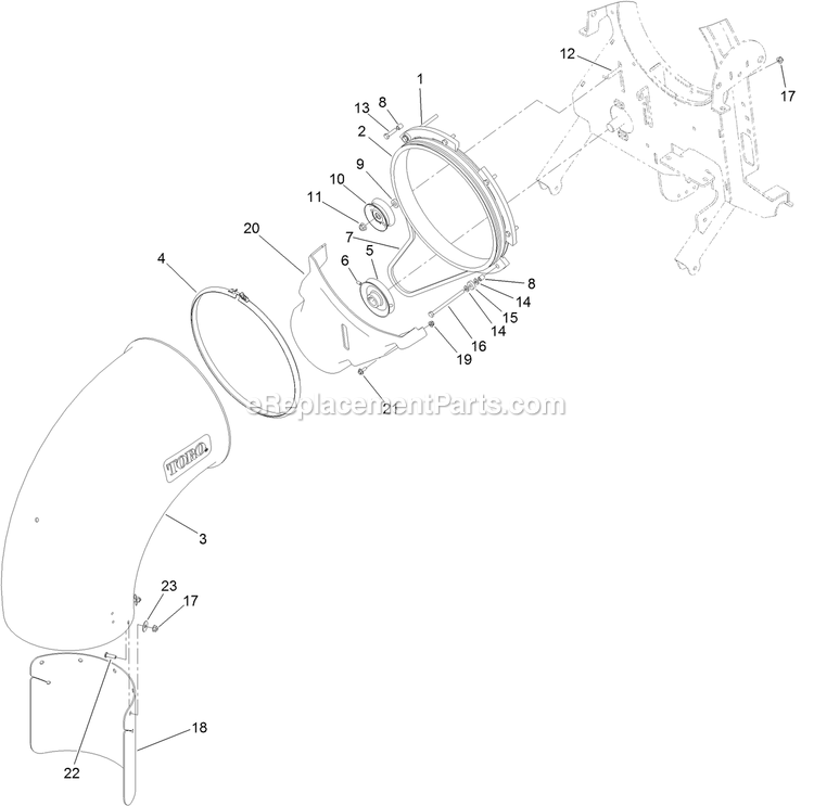 Toro 78593 (400000000-402859999) Blower Kit, GrandStand Multi Force Mower Nozzle Assembly Diagram