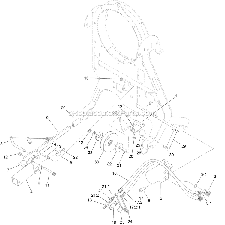 Toro 78593 (402860000-403399999) Blower Kit, GrandStand Multi Force Mower Blower Hitch, Motor And Pulley Assembly Diagram