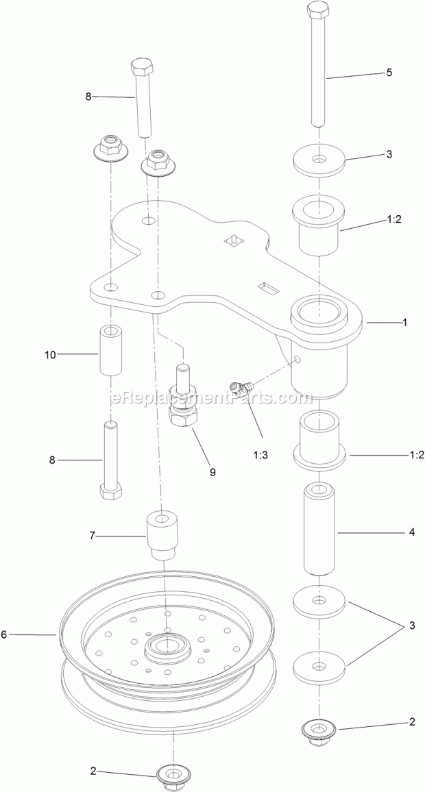 Toro 78922 (314000001-314999999) Z Master Professional 6000 Series Riding Mower, With 48in Turbo Force Side Discharge Mower, 201 Idler Assembly Diagram