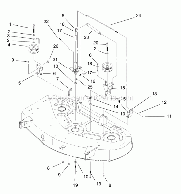 Toro 79107 (6900001-6999999) (1996) 44-in. Side Discharge Mower, Xl Series Lawn Tractors Brake & Idler Assembly Diagram