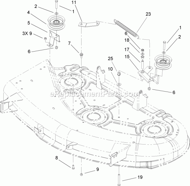 Toro 79110 (260000001-260999999) 44in Side Discharge Mower, 2005 And After Xl 440h Lawn Tractor, 2006 Pulley and Brake Assembly Diagram