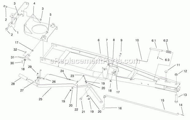 Toro 79253 (200000001-200999999) 48-in. Snow Blade, 260 Series Lawn And Garden Tractors, 2000 Frame Assembly Diagram