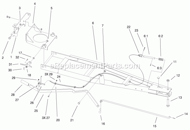 Toro 79253 (210000001-210999999) 48-in. Snow Blade, 260 Series Lawn And Garden Tractors, 2001 Frame Assembly Diagram