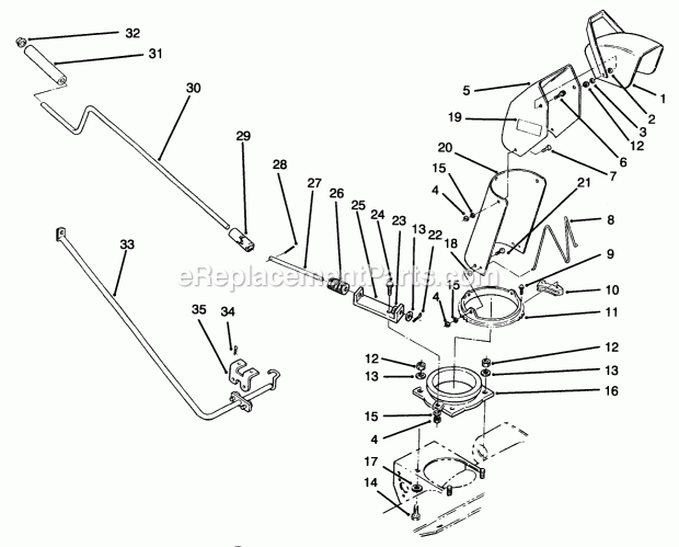 Toro 79262 (4900001-4999999) (1994) 42-in. Snowthrower, 260 Series Yard Tractors Chute Assembly Diagram