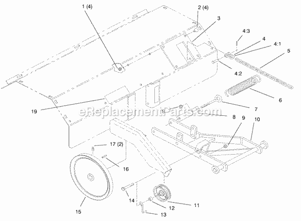 Toro 79271 (200000001-200999999) 36-in. Tiller, 260 Series Lawn And Garden Tractors, 2000 Hitch, Drive & Idler Pulleys Diagram