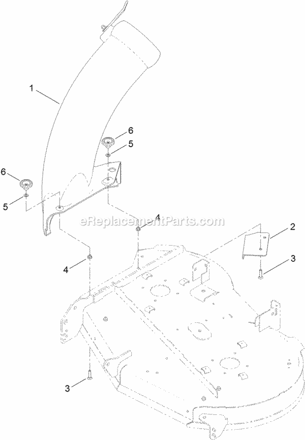 Toro 79336 (314000001-314999999) 42in Bagger, Timecutter Mx Series Riding Mower, 2014 Chute Assembly Diagram