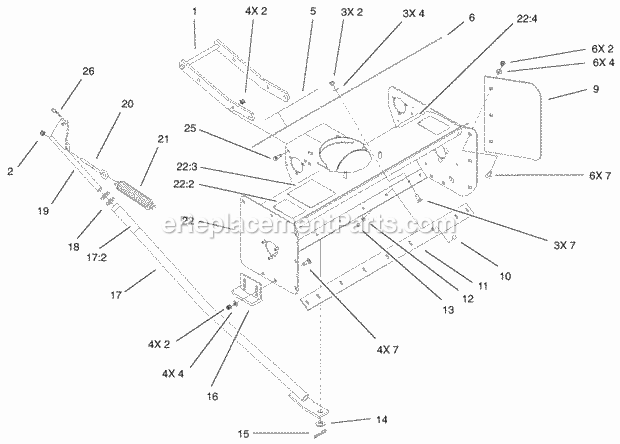 Toro 79362 (230000001-230999999) 42-in. Snowthrower, 300 Series Garden Tractors, 2003 Housing and Attachment Assembly Diagram
