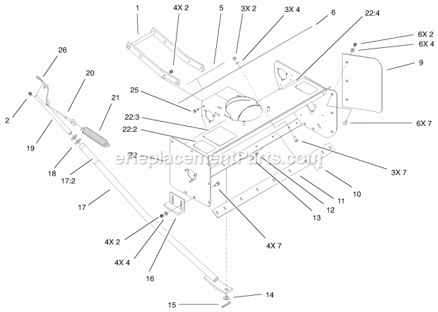 Toro 79362 (250000001-250999999) 42in Snowthrower, 300 Series Garden Tractors, 2005 Housing and Attachment Assembly Diagram