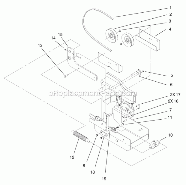 Toro 79366 (200000001-200999999) 44-in. Two-stage Snowthrower, 5xi Garden Tractor, 2000 Pully Box Assembly Diagram