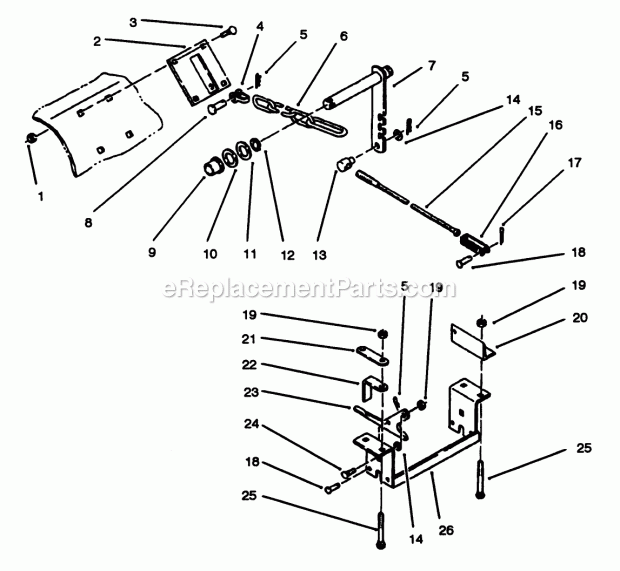 Toro 79370 (3900001-3999999) (1993) 36-in. Tiller, 300 Series Garden Tractors Hitch Assembly Diagram