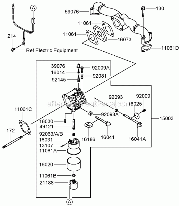 Toro 79409 (280000001-280999999) Z300 Z Master, With 40in 7-gauge Side Discharge Mower, 2008 Carburetor Assembly Kawasaki Fh580v-As40-R Diagram