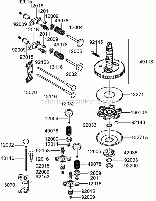Toro 79409 (280000001-280999999) Z300 Z Master, With 40in 7-gauge Side Discharge Mower, 2008 Valve and Camshaft Assembly Kawasaki Fh580v-As40-R Diagram