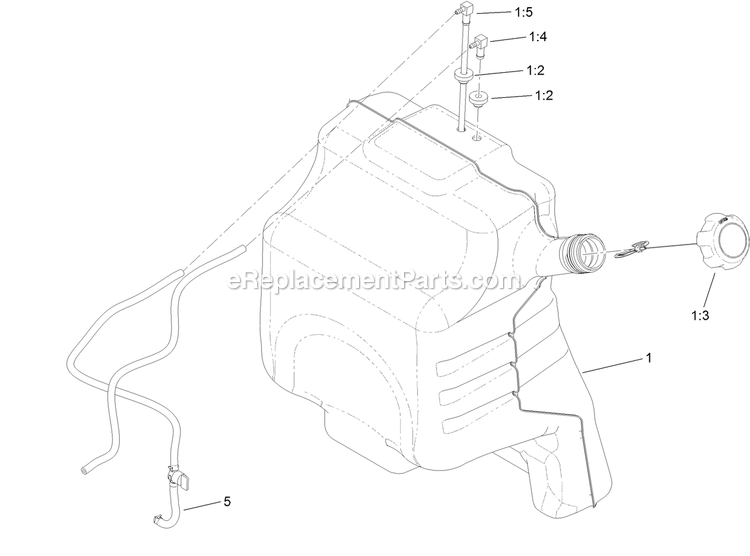 Toro 79505 (400000000-402884999) With 52in Turbo Force Cutting Unit GrandStand Mower Fuel Tank Assembly Diagram