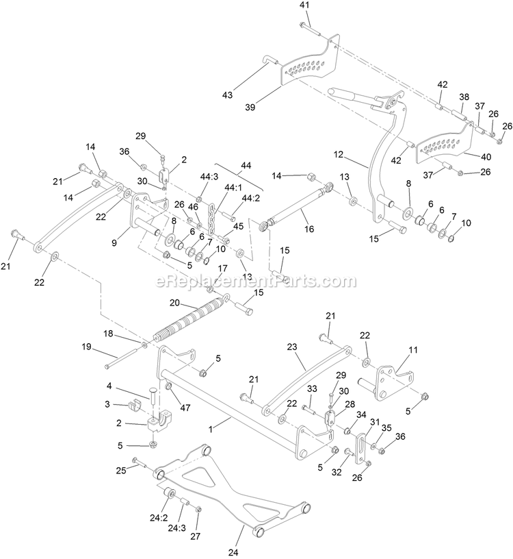 Toro 79505 (400000000-402884999) With 52in Turbo Force Cutting Unit GrandStand Mower Deck Lift Assembly Diagram
