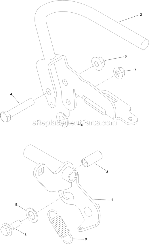 Toro 79505 (402885000-404314999) With 52in Turbo Force Cutting Unit GrandStand Mower Control Handle Assembly 2 Diagram