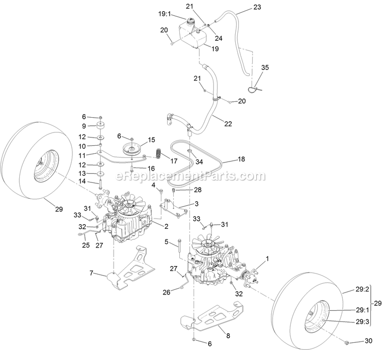 Toro 79518 (400000000-403253999) With 48in Turbo Force Cutting Unit GrandStand Mower Ground Drive Assembly Diagram