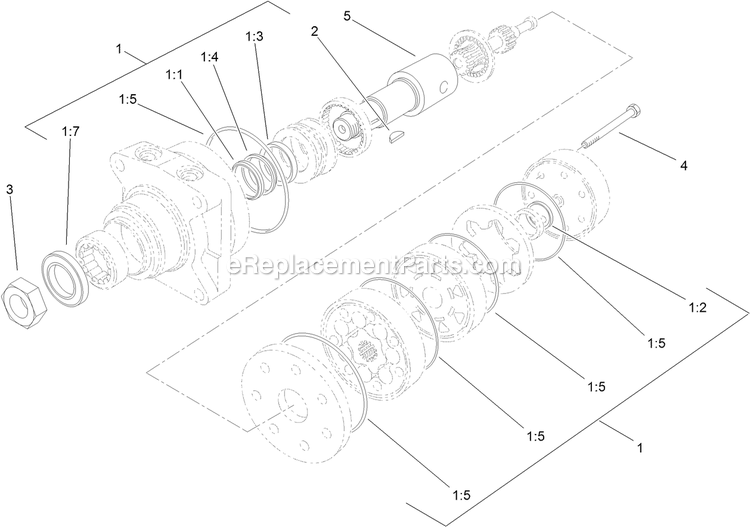 Toro 79534 (400000000-403259999) With 36in Turbo Force Cutting Unit GrandStand Mower Hydraulic Motor Assembly Diagram