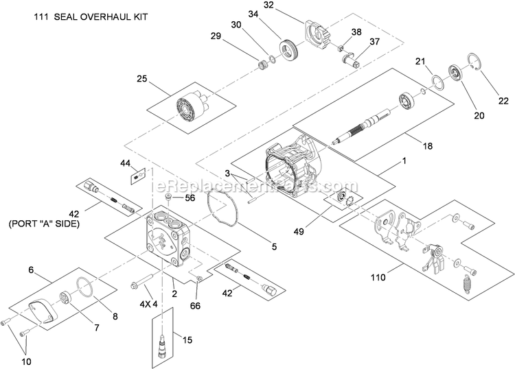 Toro 79534 (400000000-403259999) With 36in Turbo Force Cutting Unit GrandStand Mower Hydraulic Pump Assembly 2 Diagram