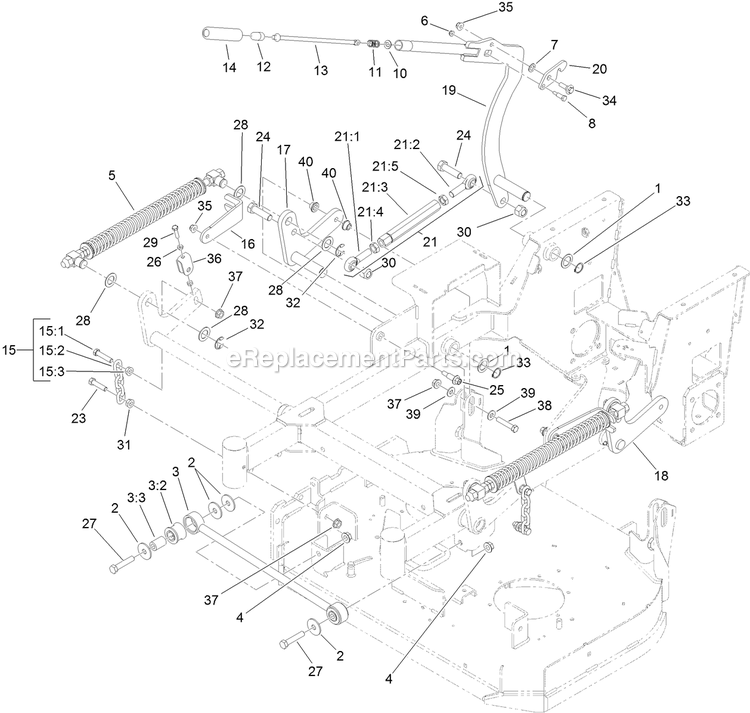 Toro 79534 (400000000-403259999) With 36in Turbo Force Cutting Unit GrandStand Mower Deck Lift Assembly Diagram