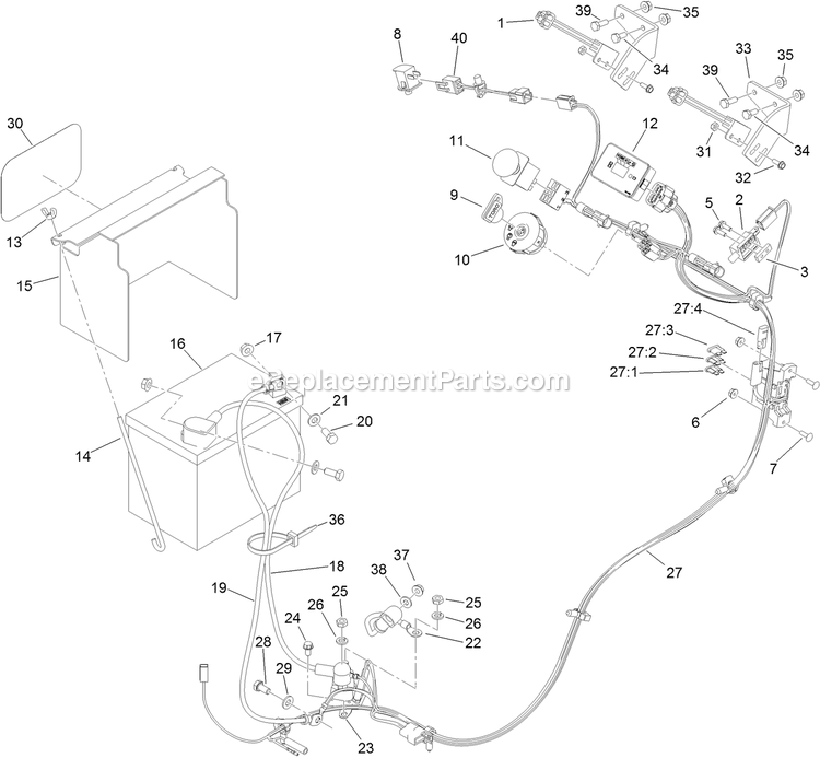 Toro 79534 (400000000-403259999) With 36in Turbo Force Cutting Unit GrandStand Mower Electrical Assembly Diagram