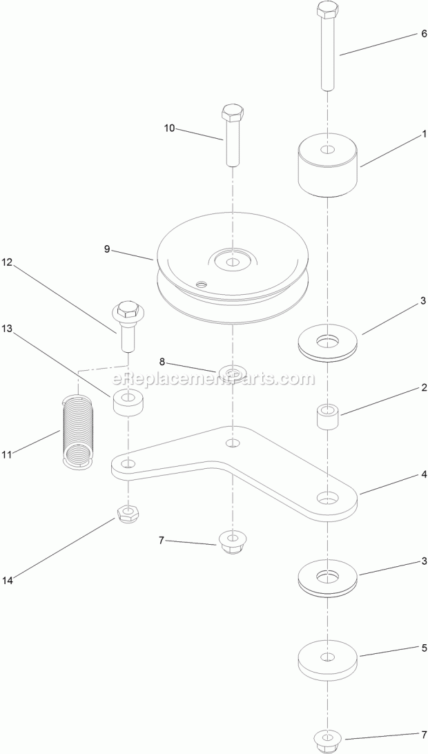 Toro 79548 (314000001-314999999) Grandstand Mower, With 48in Turbo Force Cutting Unit, 2014 Pump Idler Assembly Diagram