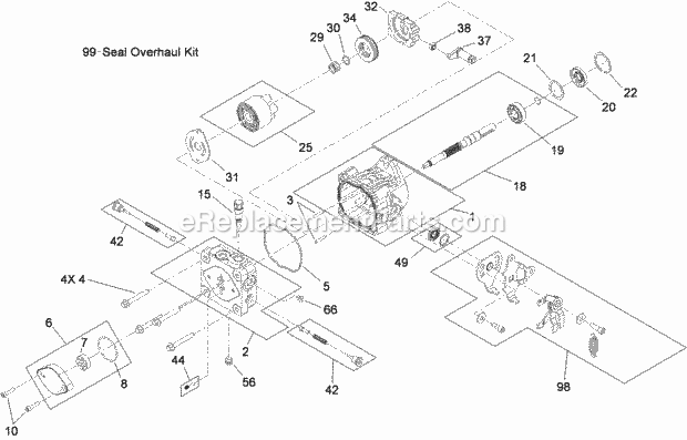 Toro 79549 (310000001-310999999) Grandstand Mower, With 52in Turbo Force Cutting Unit, 2010 Hydraulic Pump Assembly No. 117-3597 Diagram
