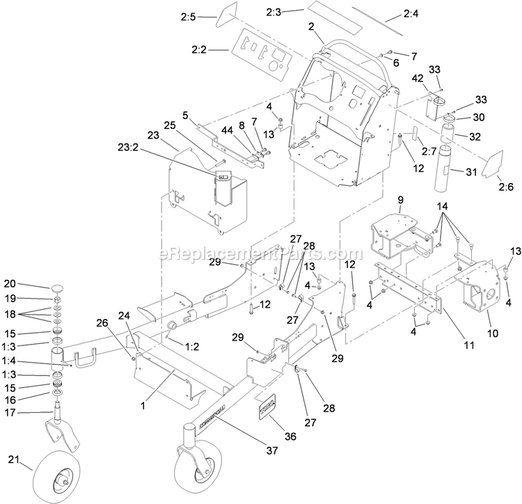 Toro 79551 (310000001-310999999)(2010) With 60in Turbo Force Cutting Unit GrandStand Mower Frame Assembly Diagram