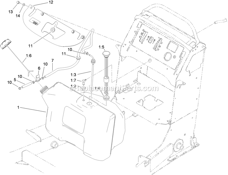 Toro 79551 (310000001-310999999)(2010) With 60in Turbo Force Cutting Unit GrandStand Mower Fuel Tank Assembly Diagram