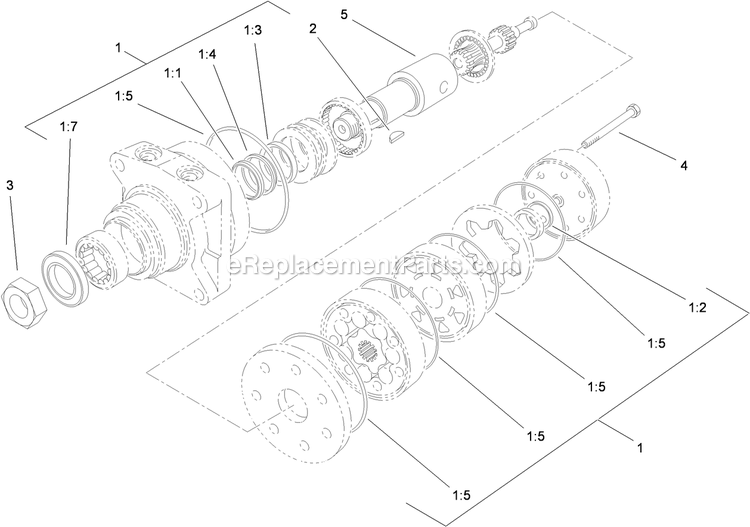 Toro 79551 (310000001-310999999)(2010) With 60in Turbo Force Cutting Unit GrandStand Mower Hydraulic Motor Assembly Diagram