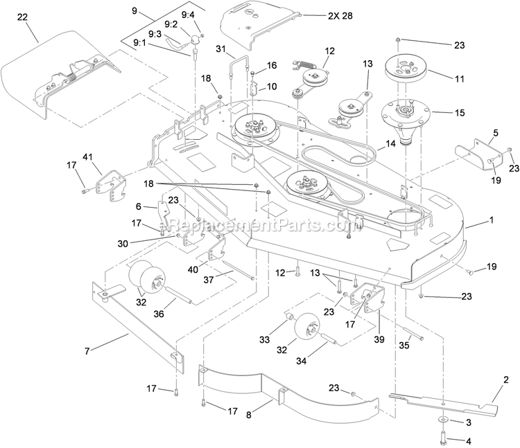 Toro 79551 (310000001-310999999)(2010) With 60in Turbo Force Cutting Unit GrandStand Mower Deck Assembly 1 Diagram