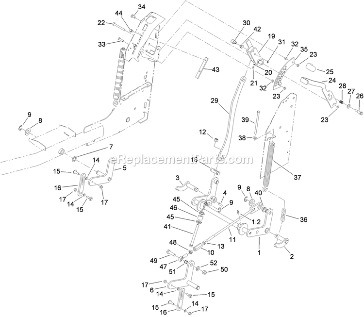 Toro 79551 (310000001-310999999)(2010) With 60in Turbo Force Cutting Unit GrandStand Mower Decklift Assembly Diagram