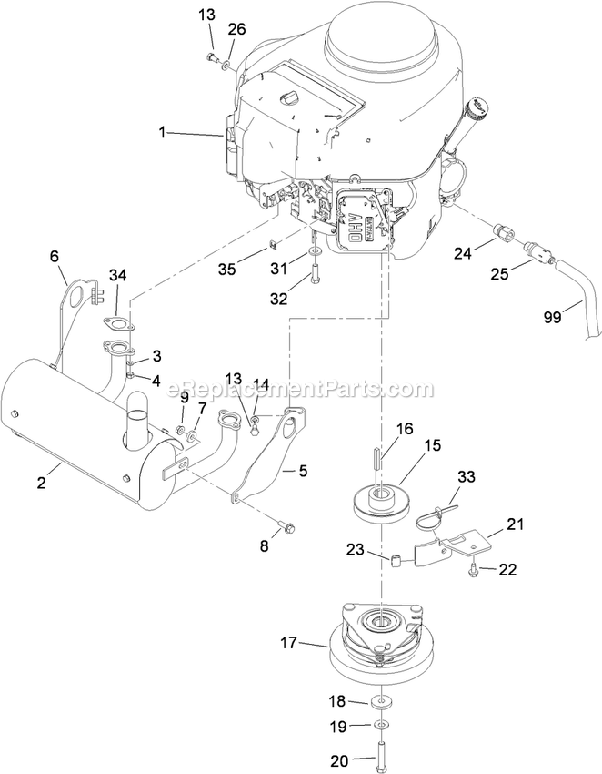 Toro 79551 (310000001-310999999)(2010) With 60in Turbo Force Cutting Unit GrandStand Mower Engine Assembly Diagram