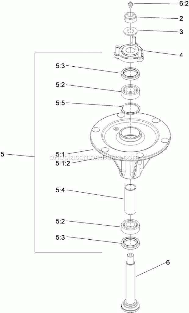 Toro 79551 (310000001-310999999) Grandstand Mower, With 60in Turbo Force Cutting Unit, 2010 Spindle Assembly No. 117-6158 Diagram
