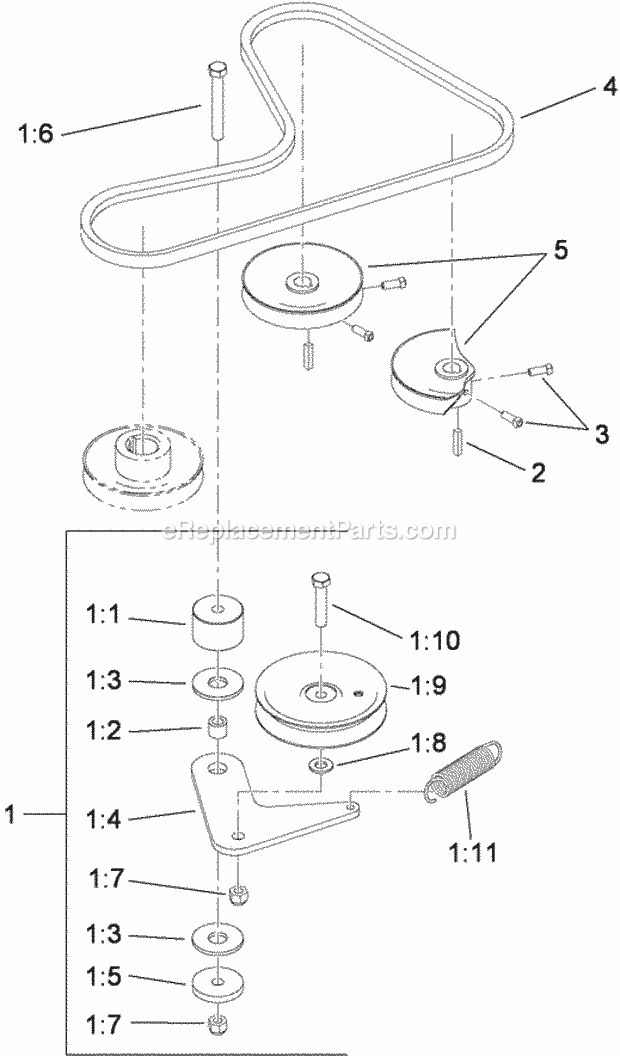 Toro 79559 (290005001-290999999) Grandstand Mower, With 52in Turbo Force Cutting Unit, 2009 Hydraulic Belt Drive Assembly Diagram