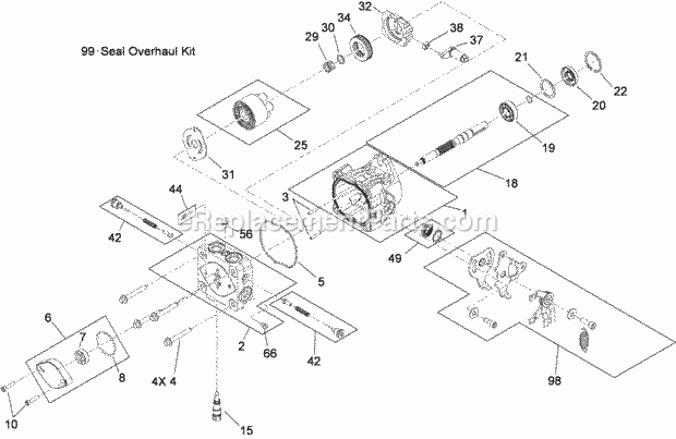 Toro 79559 (290005001-290999999) Grandstand Mower, With 52in Turbo Force Cutting Unit, 2009 Hydraulic Pump Assembly No. 117-3597 Diagram