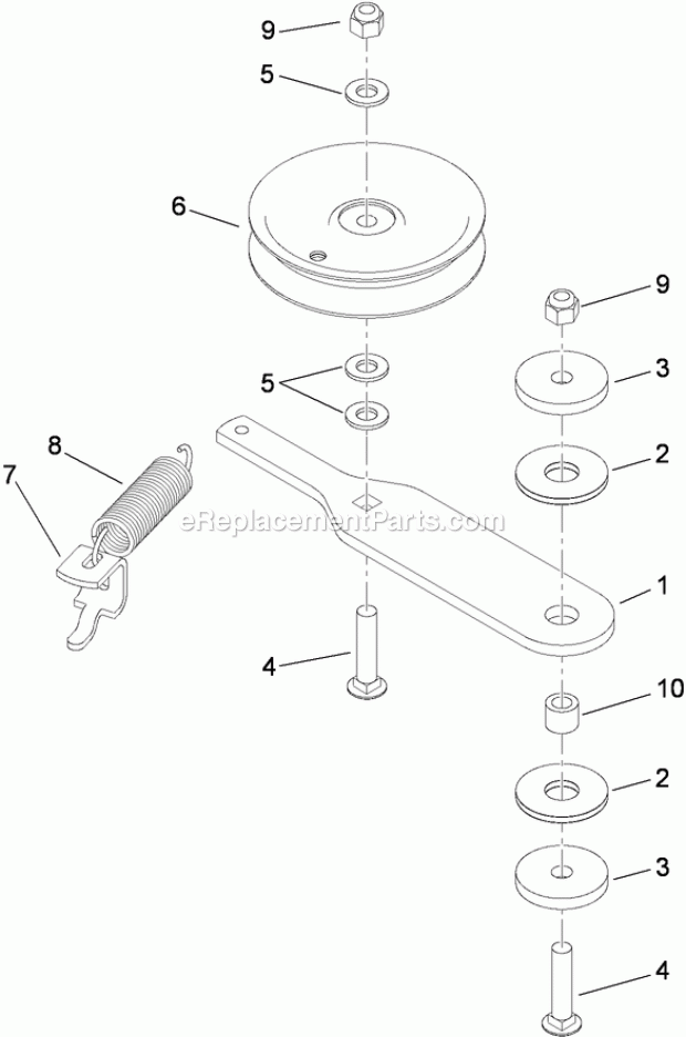 Toro 79559 (290005001-290999999) Grandstand Mower, With 52in Turbo Force Cutting Unit, 2009 Spring Idler Assembly No. 117-0445 Diagram