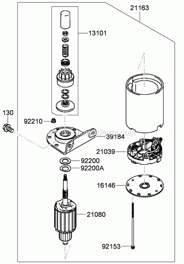 Toro 79559 (290005001-290999999) Grandstand Mower, With 52in Turbo Force Cutting Unit, 2009 Starter Assembly Kawasaki Fh580v-Fs30 Diagram