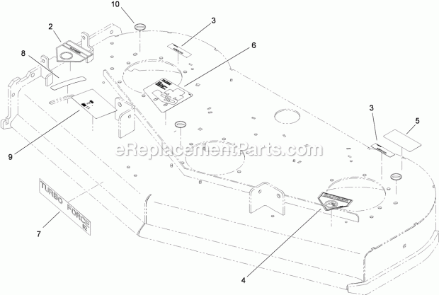 Toro 79559 (290005001-290999999) Grandstand Mower, With 52in Turbo Force Cutting Unit, 2009 Deck Assembly No. 117-5754 Diagram