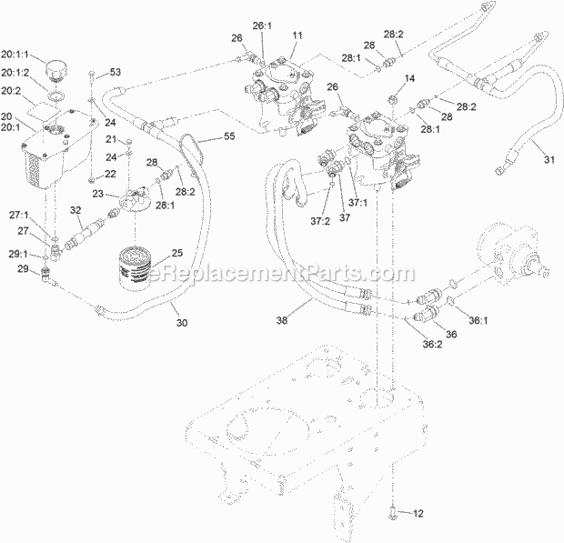 Toro 79574 (315000001-315999999) Grandstand Mower, With 48in Turbo Force Cutting Unit, 2015 Hydraulic System Assembly Diagram