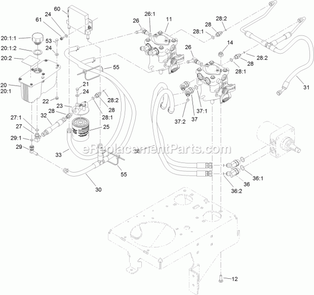 Toro 79589 (314000001-314999999) Grandstand Mower, With 52in Turbo Force Cutting Unit, 2014 Hydraulic System Assembly Diagram