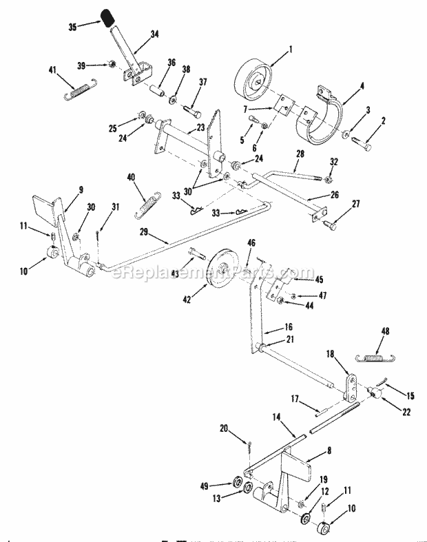 Toro 81-12KS01 (1978) Lawn Tractor Clutch, Brake And Speed Control Linkage Diagram