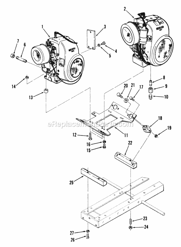 Toro 81-16KS01 (1978) Lawn Tractor Twin Cylinder Engines Diagram