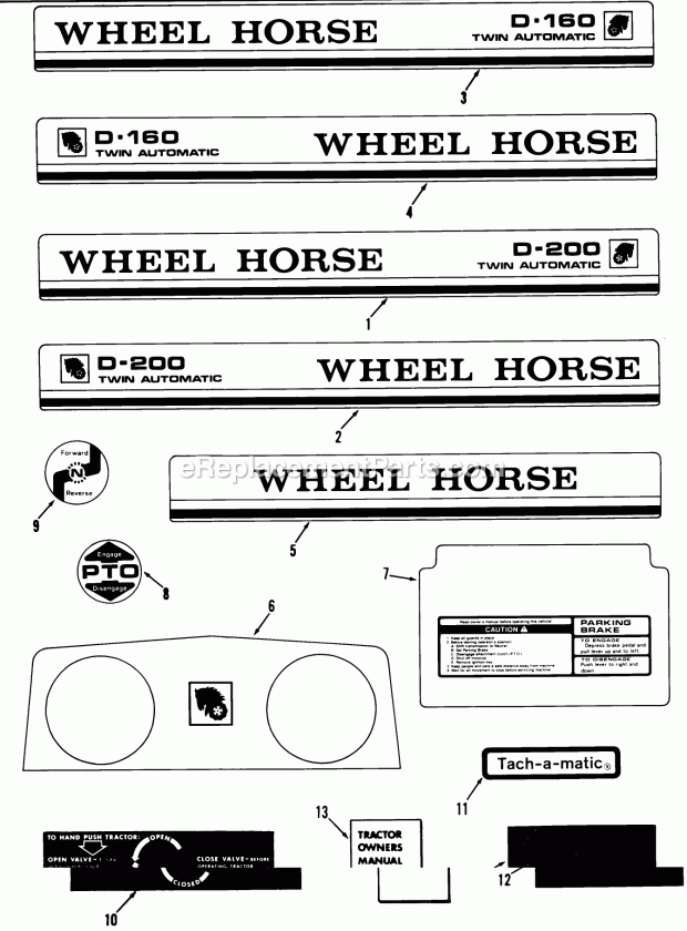 Toro 81-20KS01 (1978) Lawn Tractor Decals and Miscellaneous Diagram