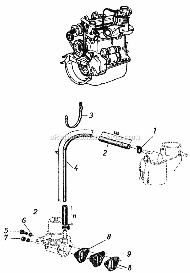 Toro 81-20RG01 (1978) D-250 10-speed Tractor Engine Fuel Lines and Fuel Pump Mounting Hardware Diagram