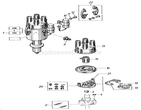 Toro 81-20RG01 (1978) D-250 10-speed Tractor Ignition Distributor Diagram