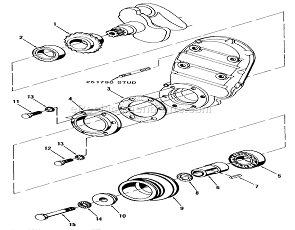 Toro 81-20RG01 (1978) D-250 10-speed Tractor Pto Pulley (Crankshaft) and Cover Diagram