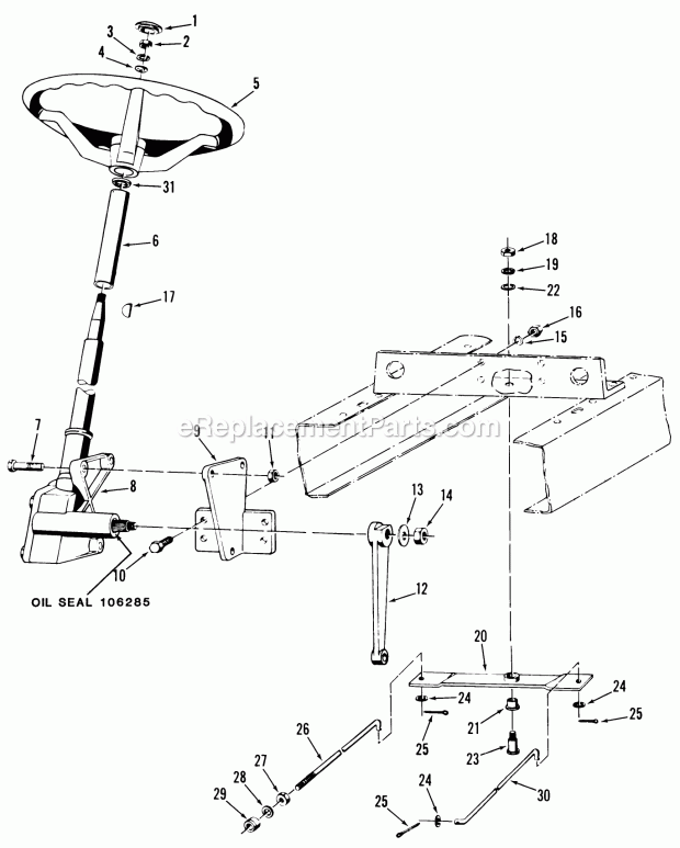 Toro 81-20RG01 (1978) D-250 10-speed Tractor Steering Gear, Pitman Arm and Bracket Diagram