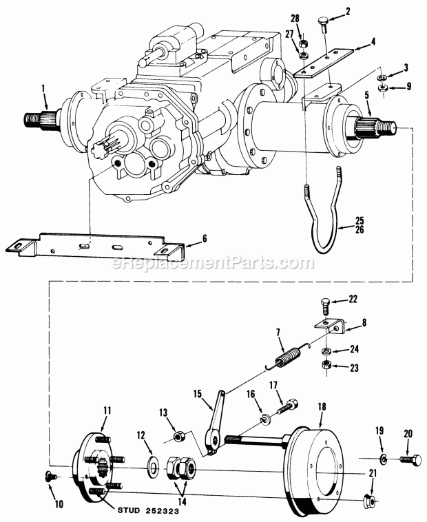 Toro 81-20RG01 (1978) D-250 10-speed Tractor Brakes Diagram
