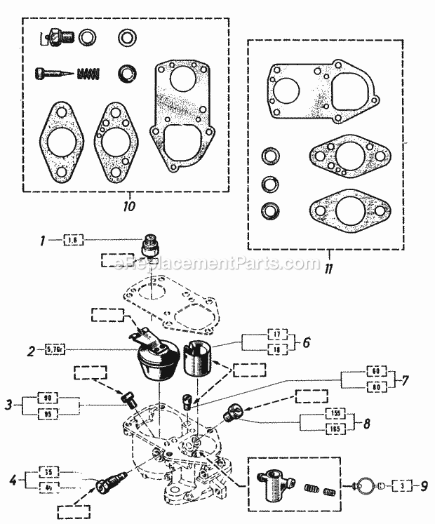 Toro 81-20RG01 (1978) D-250 10-speed Tractor Carburetor-Spare Parts Diagram